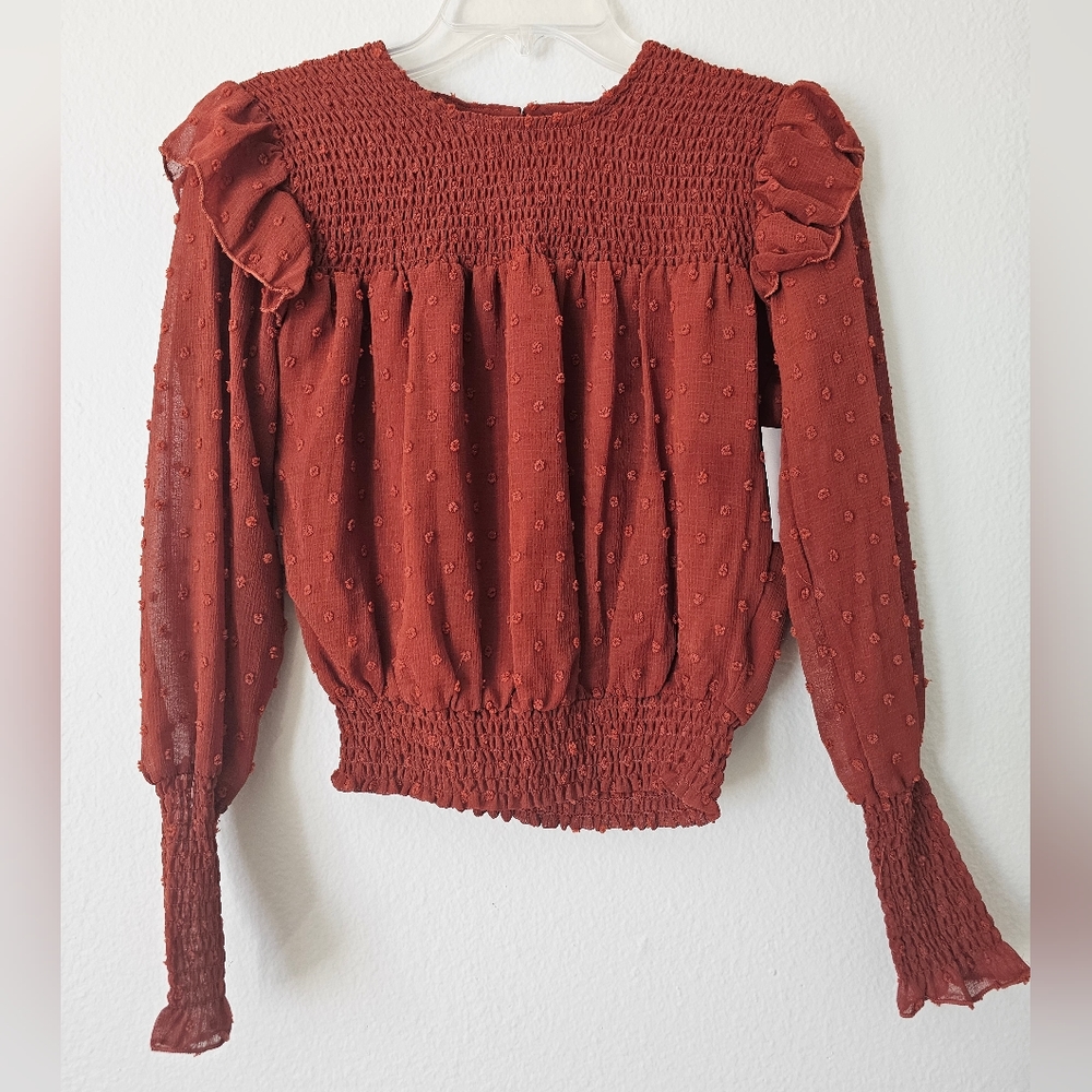 NWT Q + A Los Angeles long sleeved top. Rust color. Size XS.